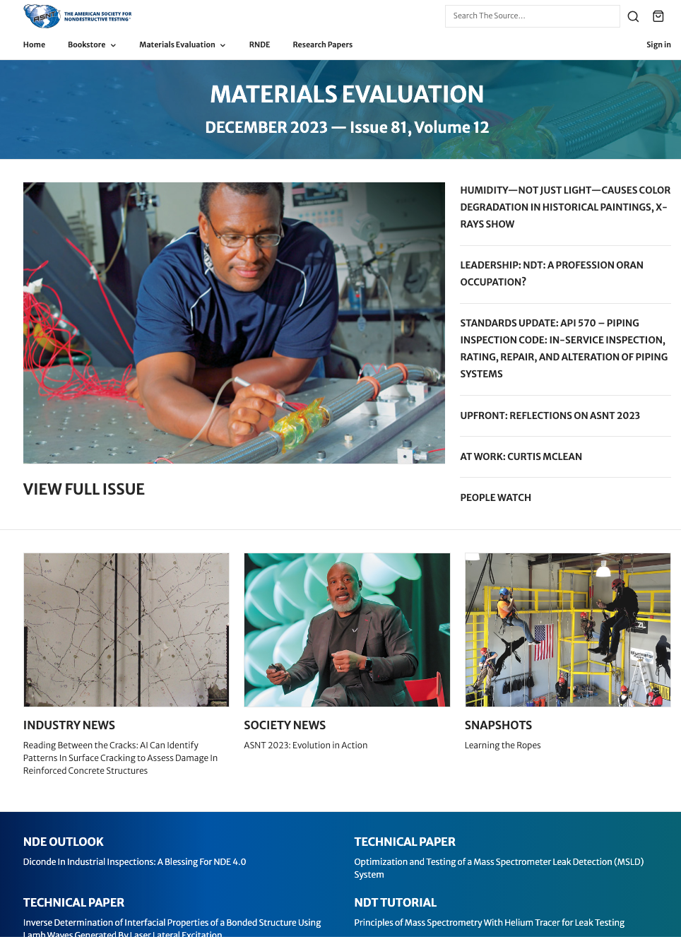 ASNT Materials Evaluation journal