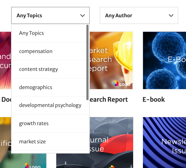 End user view of the dropdown filters