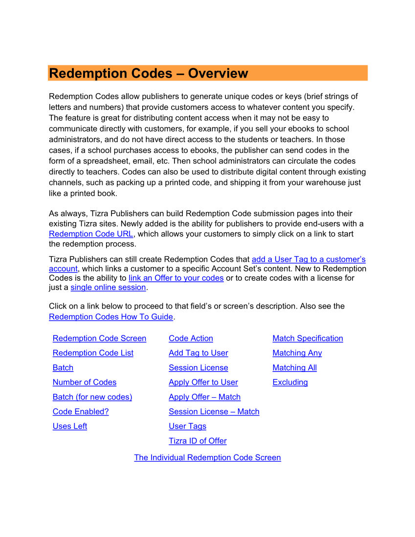 Promoting Content with Redemption Codes page 1