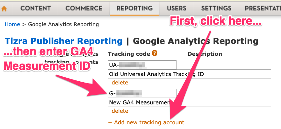 How to paste a GA4 Measurement ID into Tizra